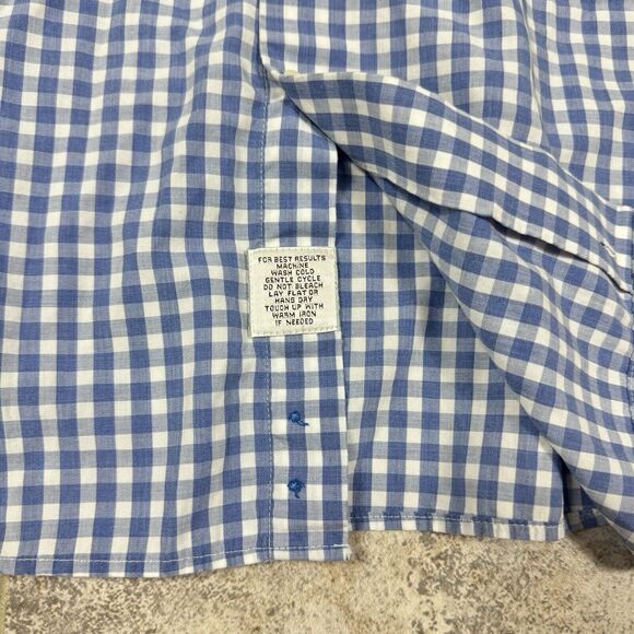 Peter Millar Button Up Shirt Mens Large Blue Gingham Check Long Sleeve Casual - Picture 4 of 10